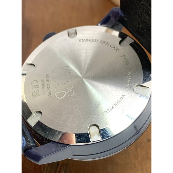 Movado Men's Watch 3600370 Bold Swiss Quartz Blue Dial 42mm Black Leather Band - Picture 7 of 14